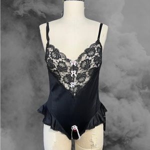 Vintage figurfit black bodysuit Teddy lingerie black size large